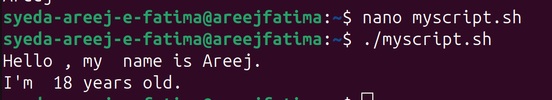 output of declaring a variable
